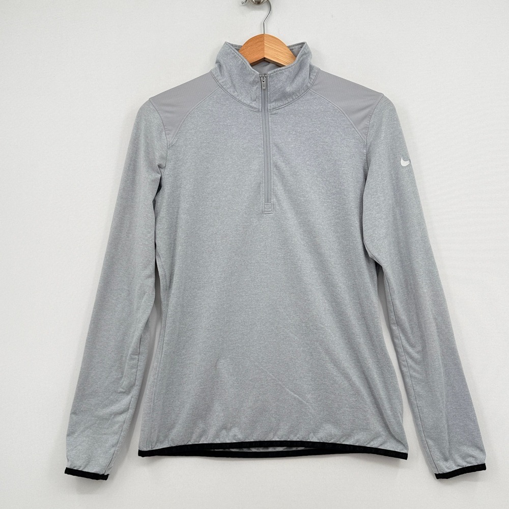 Nike Golf 1/4 Zip Pullover Women Medium Gray Mock Neck Mesh Panel Gorpcore